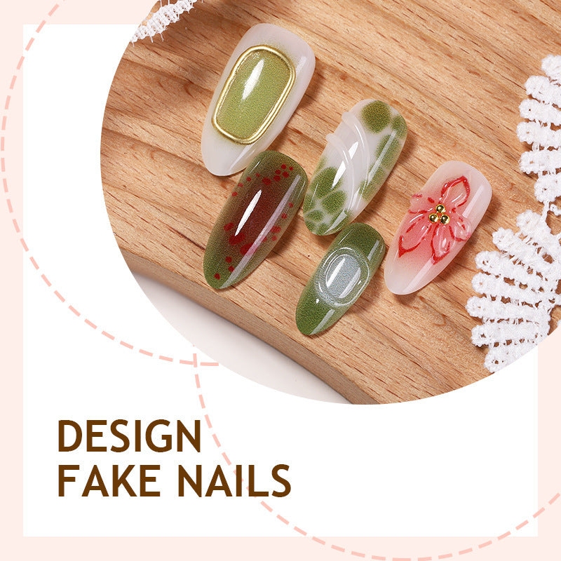 Nail art set with elegant floral and golden accents Stornfield