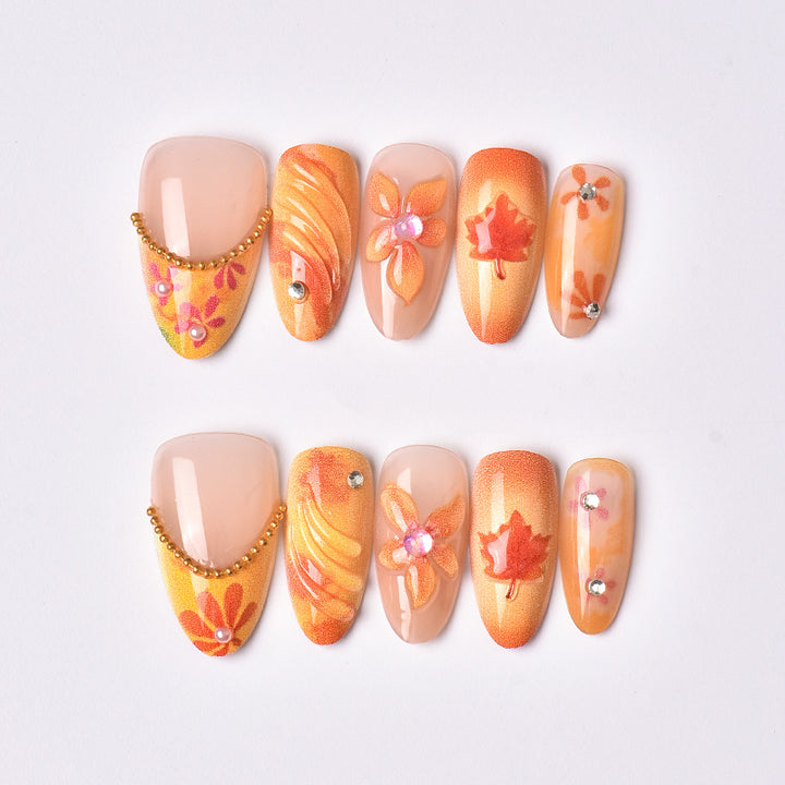 Autumn-Inspired Artistic Press-On Nail Art Stornfield
