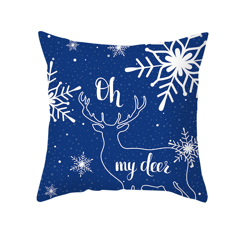 Festive Santa Silhouette Square Cushion Cover with Snowflake Border and Concealed Zipper