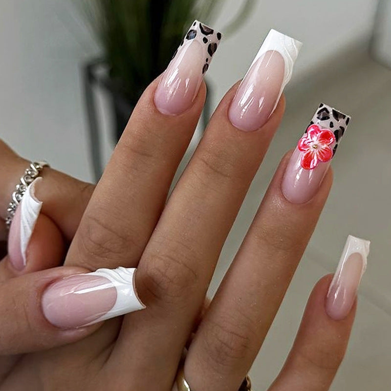 Artistic Press-On Nail Set with Floral and Abstract Designs Stornfield