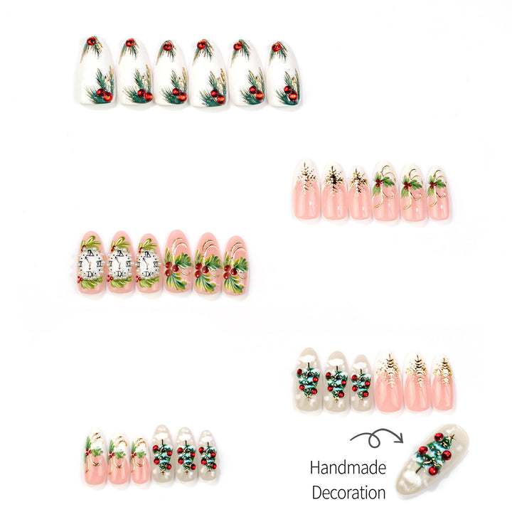 Festive Holiday-Inspired Press-On Nail Art Set