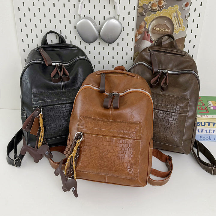 Stylish Crocodile-Patterned Leather Backpack Stornfield