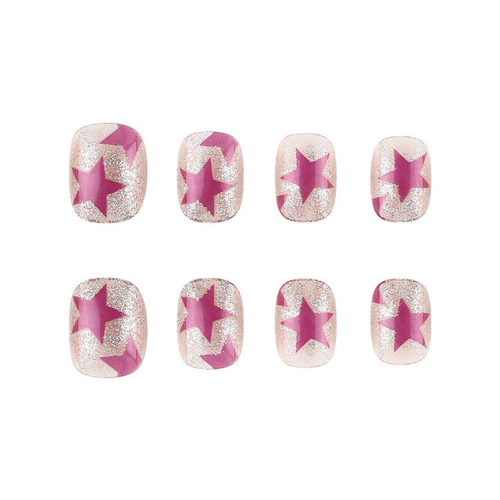Artistic Press-On Nails with Star and Glitter Design Stornfield