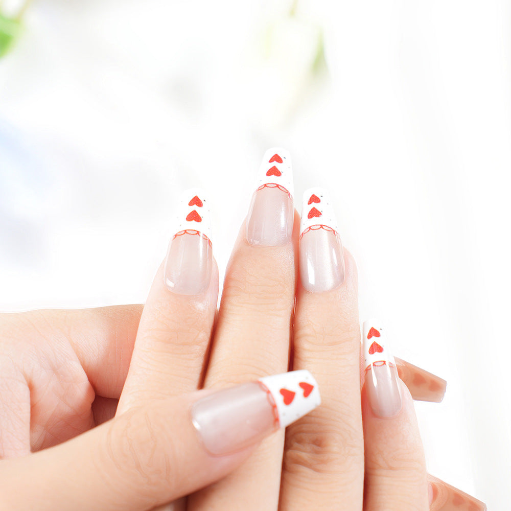 Romantic Heart-Themed Press-On Nail Set Stornfield