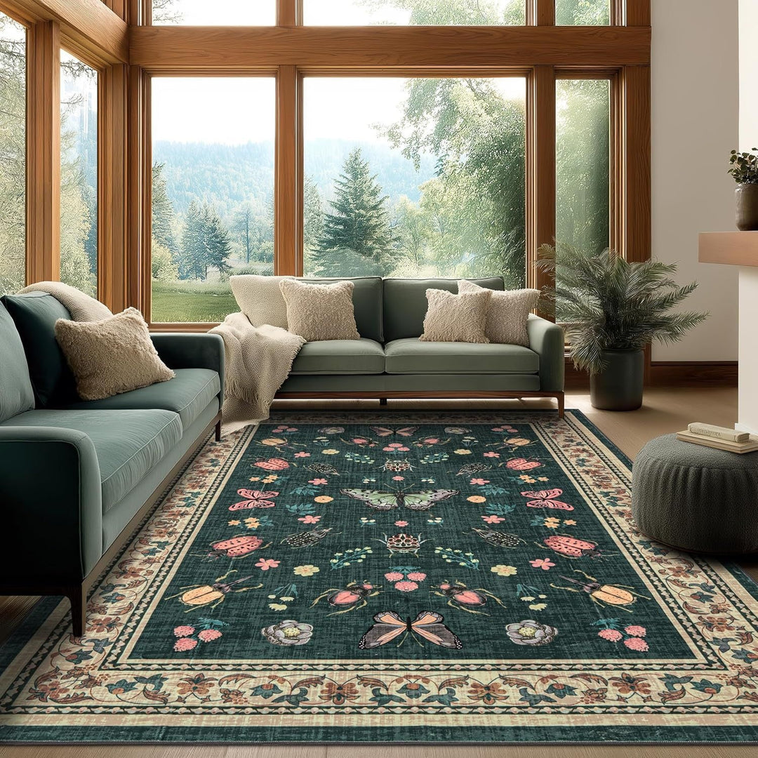 Decorative Floral Pattern Area Rug Stornfield