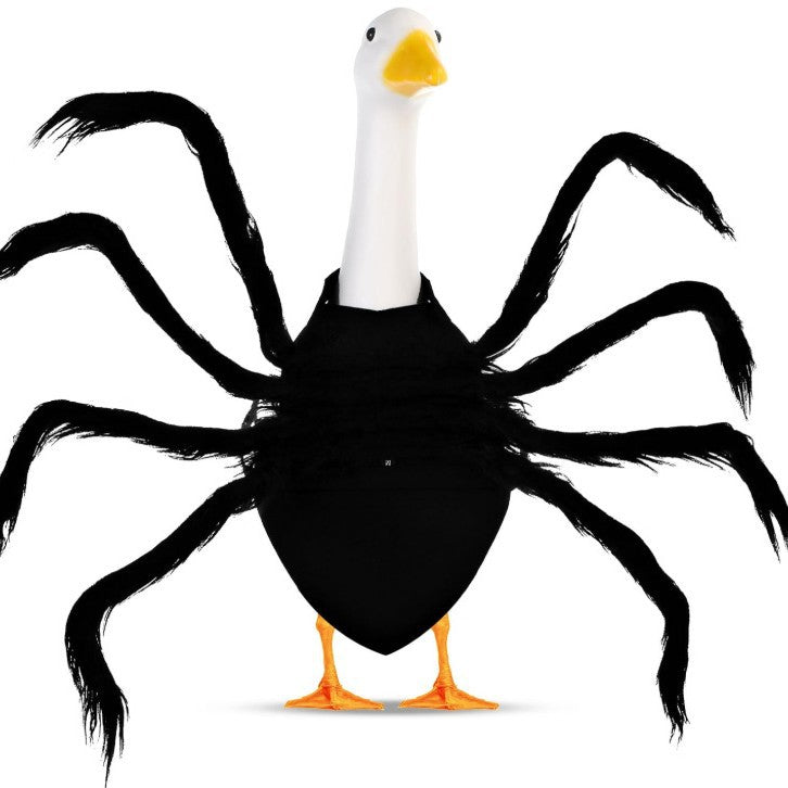Adjustable pet spider costume with eight plush legs and velcro