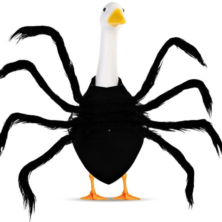 Adjustable pet spider costume with eight plush legs and velcro