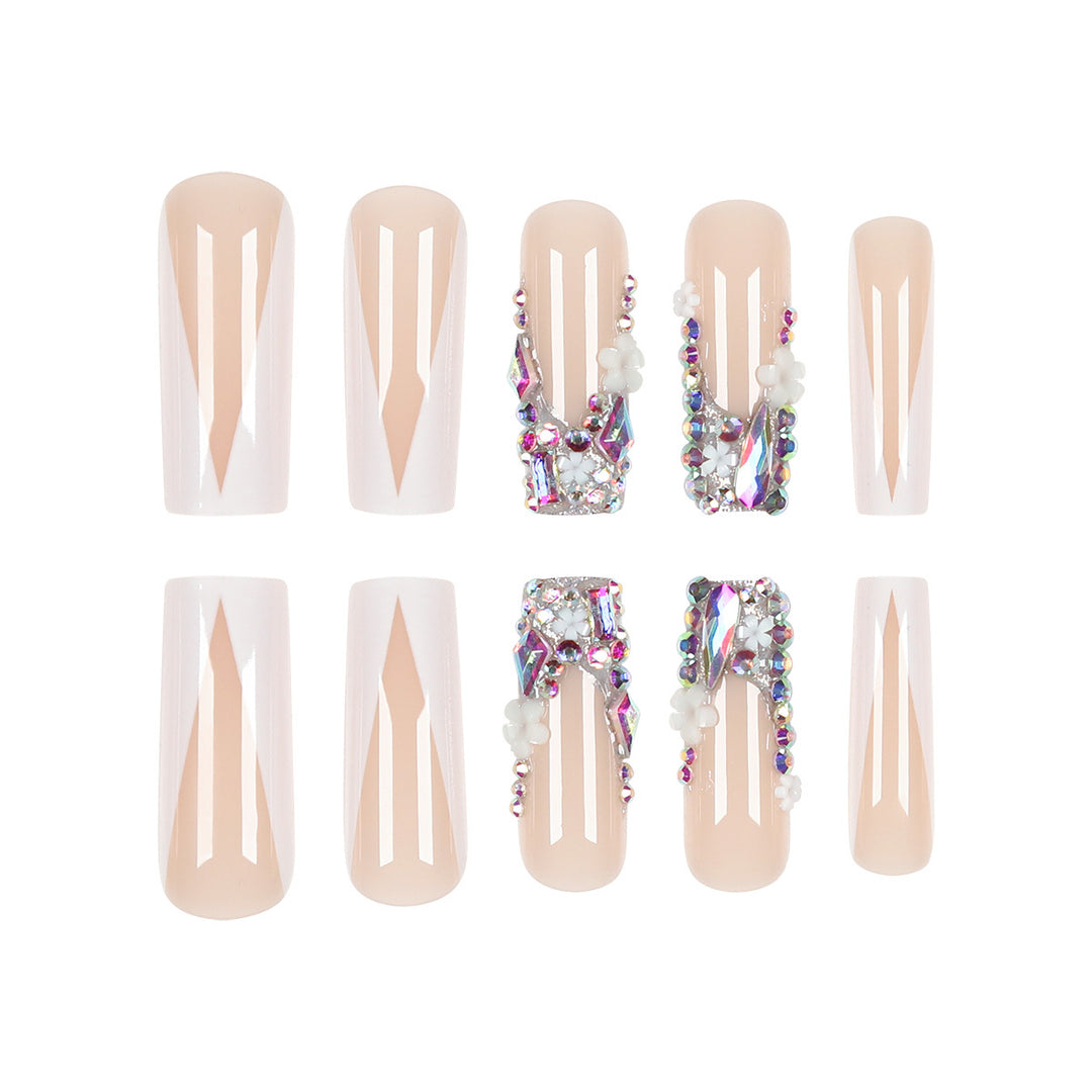 Luxury Stiletto Press-On Nails with Floral Embellishments Stornfield