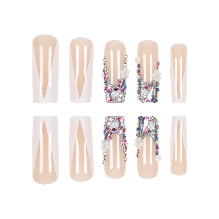 Luxury Stiletto Press-On Nails with Floral Embellishments Stornfield