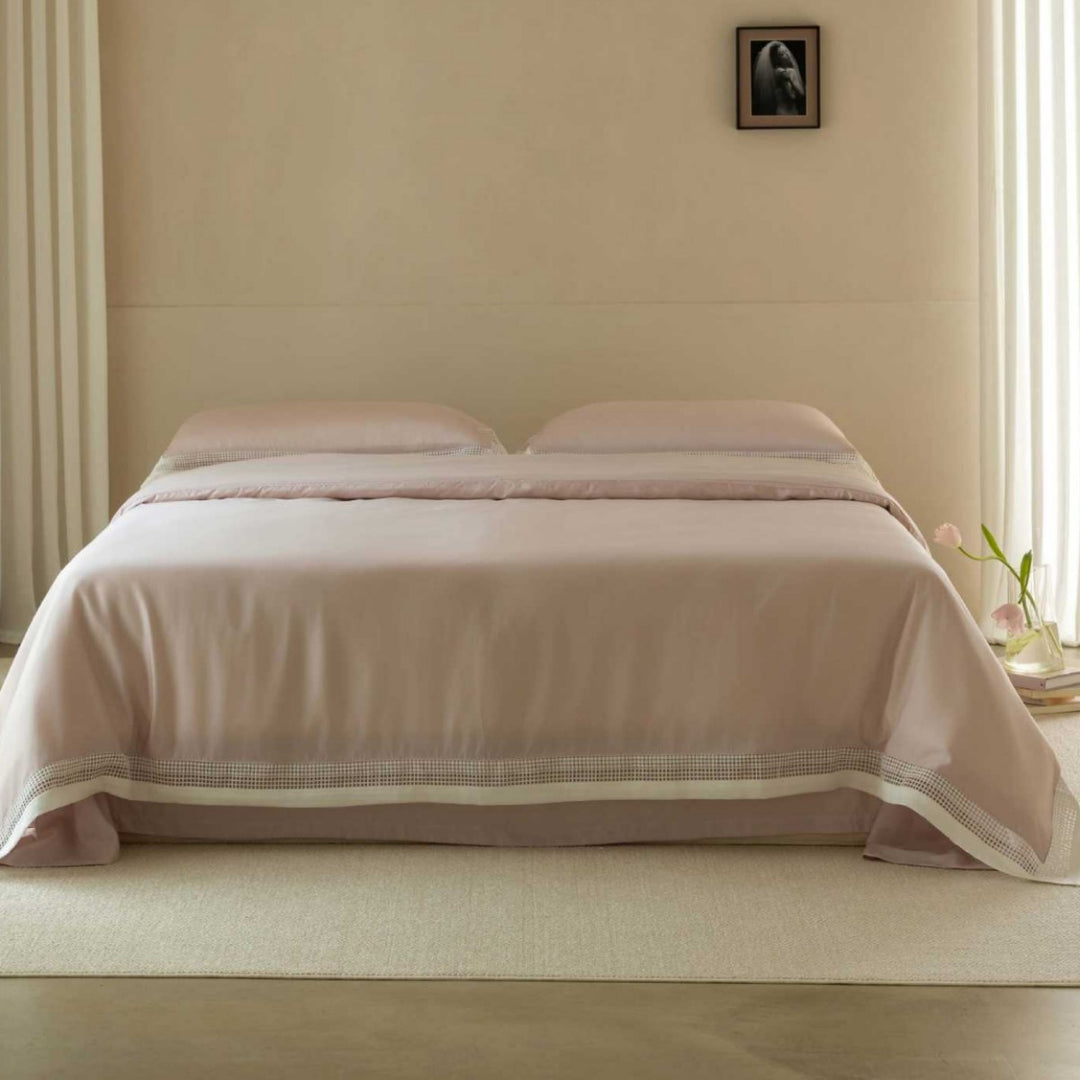 Luxury Cotton Sateen Duvet Cover Set with Hemstitch Border