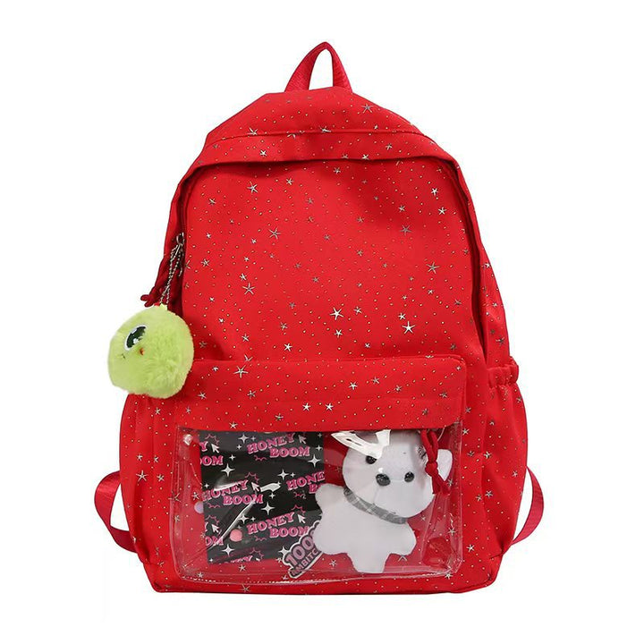 Backpack with Transparent Front Pocket and Cozy Stornfield Motif