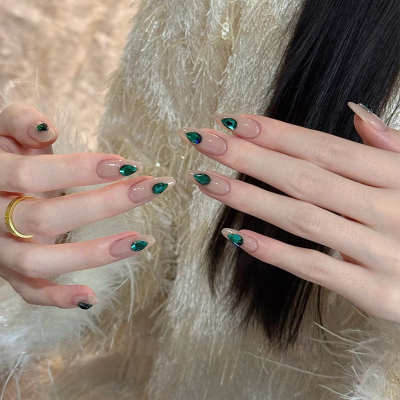 Elegant Press-On Nail Art with Gemstone Accents Stornfield