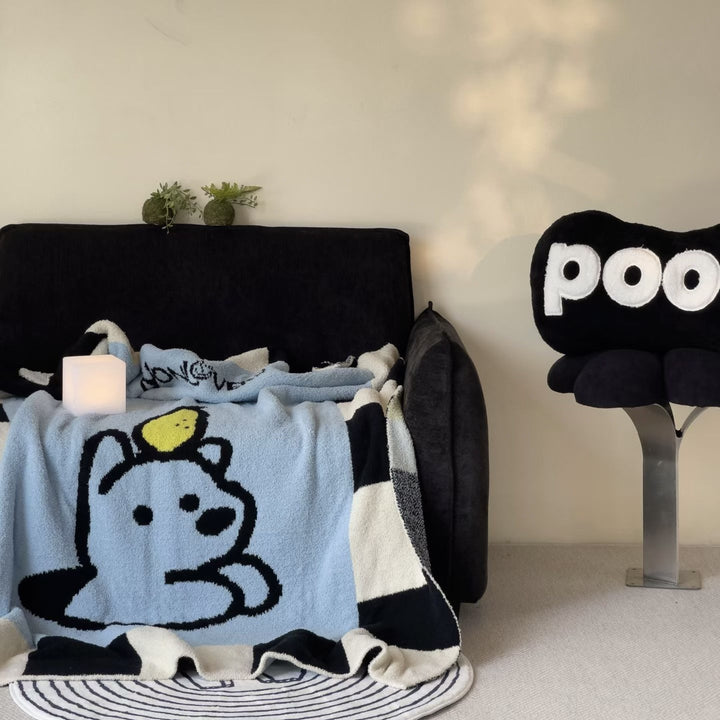 Cartoon-Themed Plush Throw Blanket