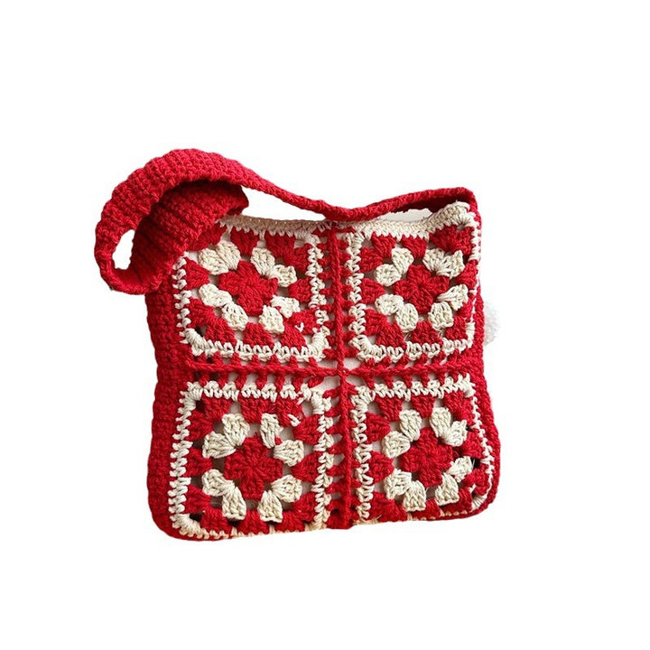 Crocheted shoulder bag with folkloric design Stornfield