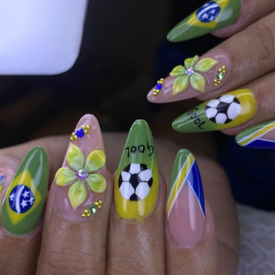 Themed Soccer-Inspired Nail Art Extensions Stornfield
