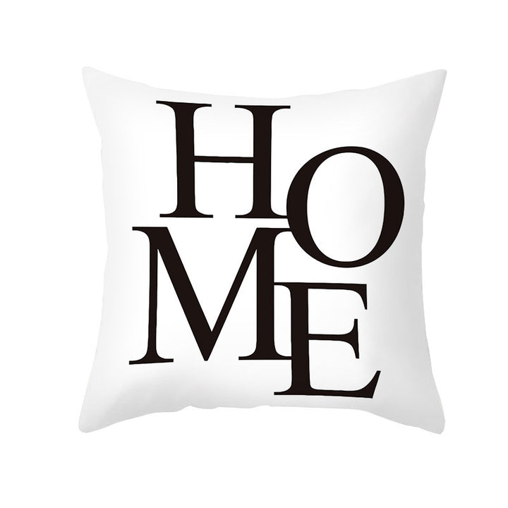 Square Cotton-Linen Decorative Throw Pillow Cover with Oversized HOME Typography Print and Concealed Zipper