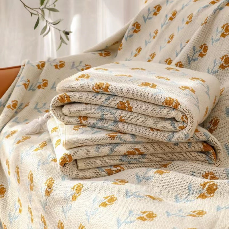 Decorative Floral Knit Throw