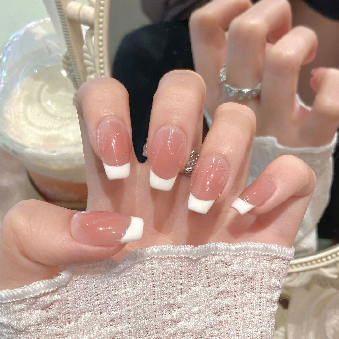 Elegant French Tip Press-On Nail Design Stornfield