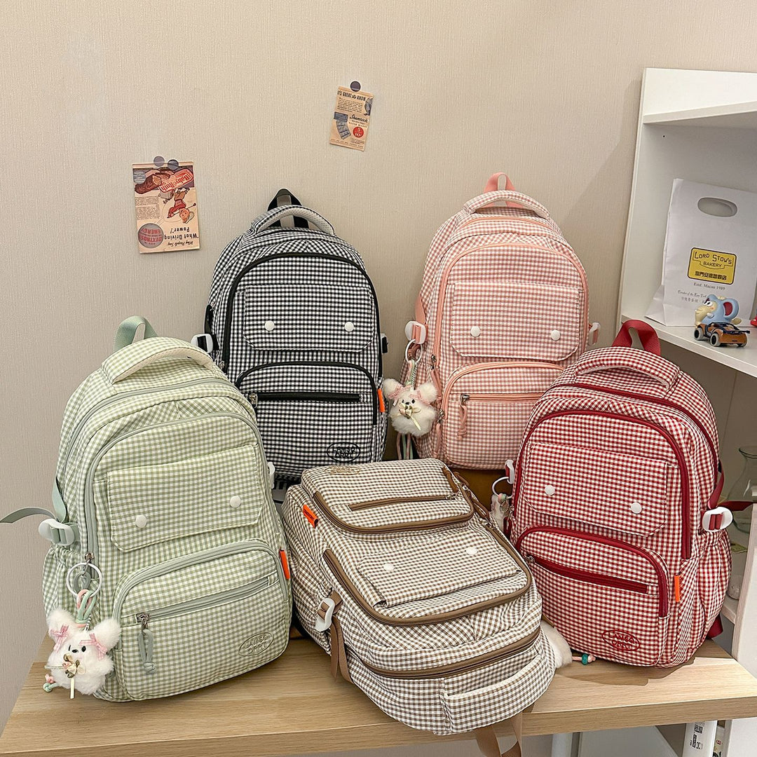 Gingham Print Multi-Pocket Backpack Stornfield