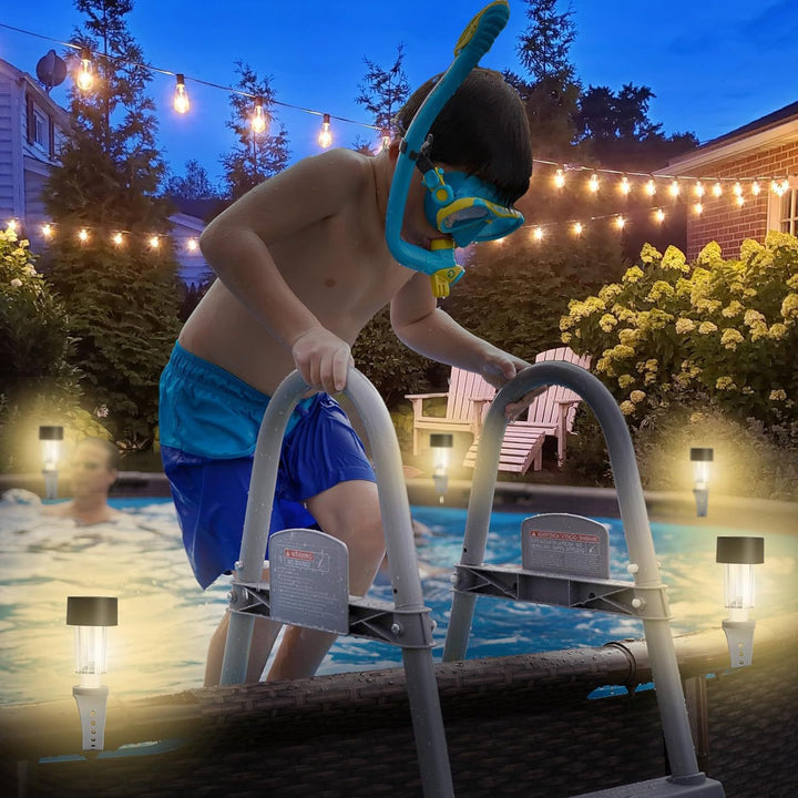 Solar-Powered LED Clip-On Above-Ground Pool Rim Lights With Waterproof Durable Mounting Stornfield