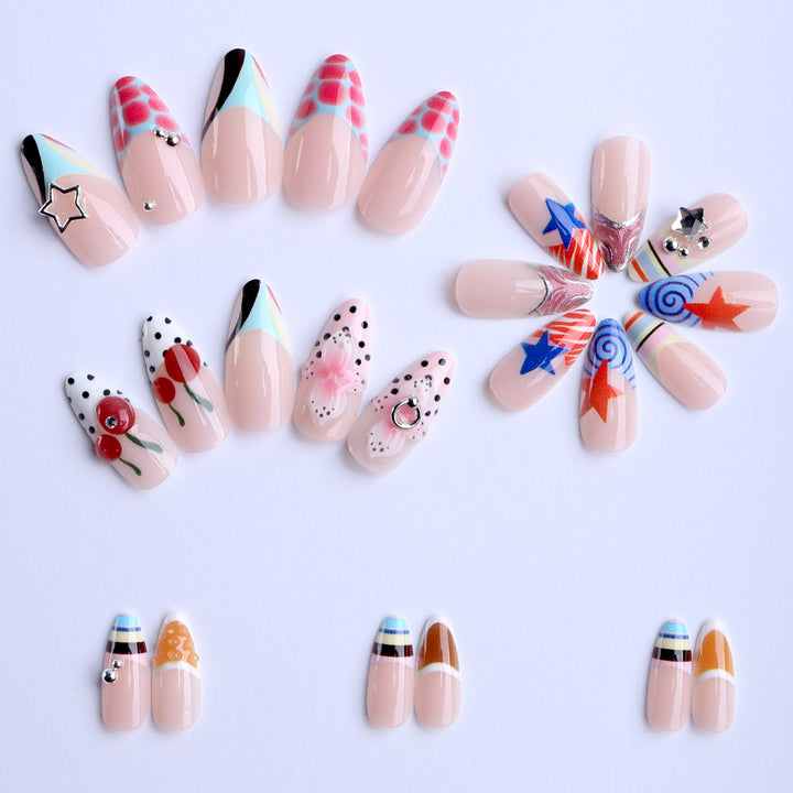 Artificial nails with creative design and sparkling accents Stornfield