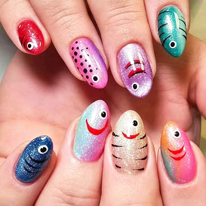 Creative artificial nails with cheerful fish design Stornfield