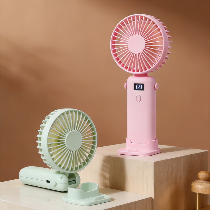 Women Portable Handheld Fan with Digital Display and USB Port Stornfield