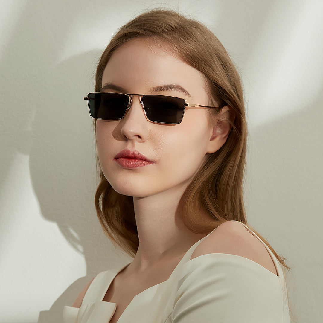 Women's elegant square sunglasses with narrow metal frame and UV protection Stornfield