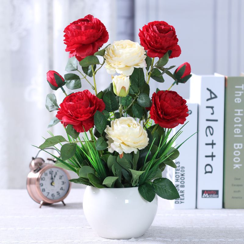 Artificial Floral Arrangement in Modern Ceramic Vase