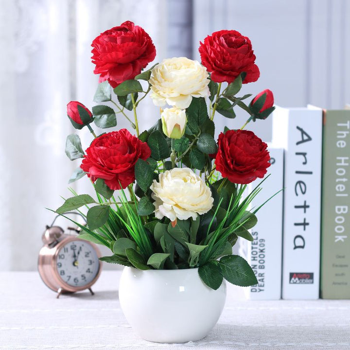Artificial Floral Arrangement in Modern Ceramic Vase