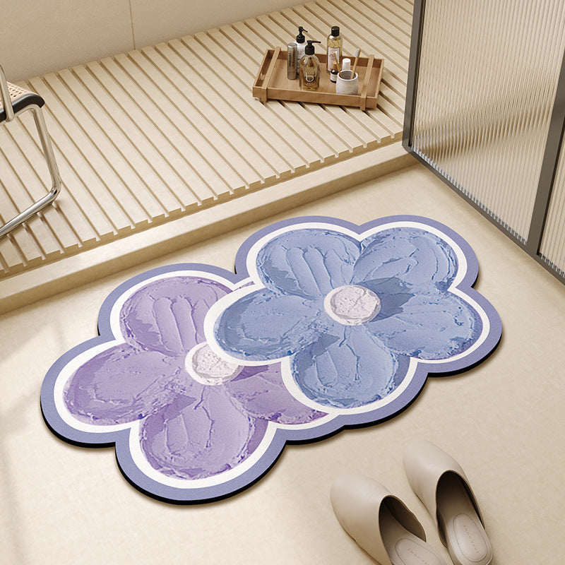 Floral Design Plush Bath Mat