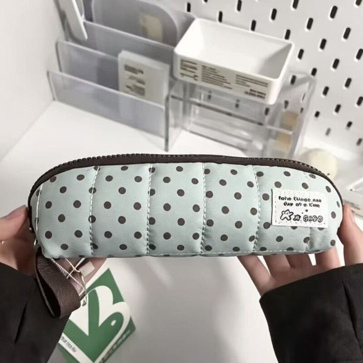 Quilted Dot Print Pencil Case