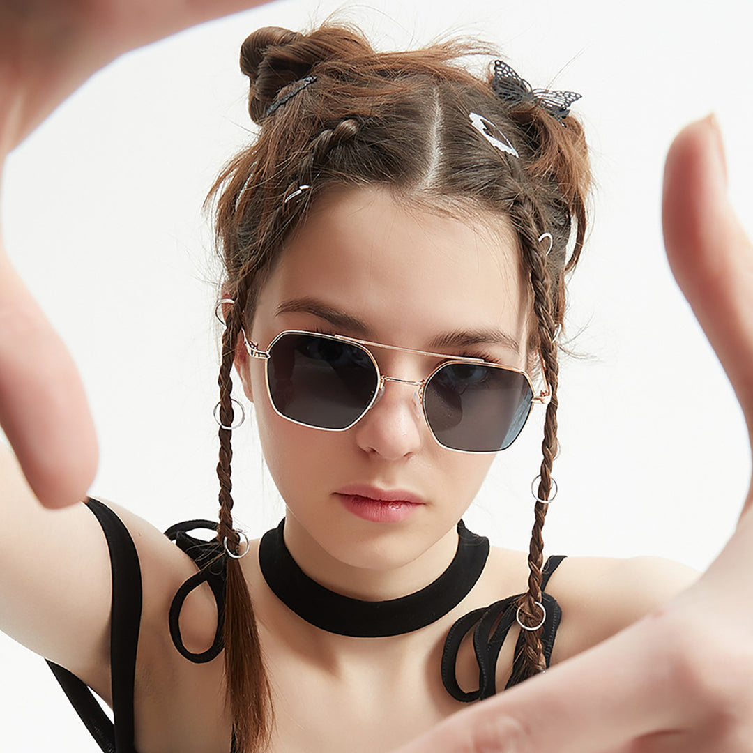 Women filigree sunglasses with elegant polygonal frame Stornfield