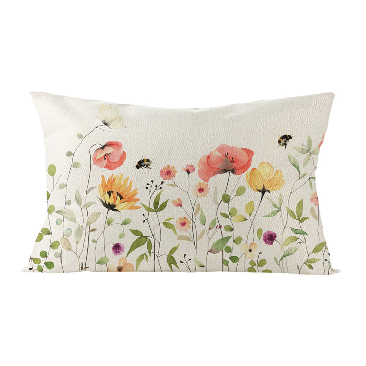 Botanical Watercolor Cotton-Linen Throw Pillow Cover