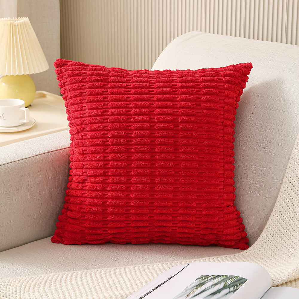 Decorative Chenille Ribbed Grid Throw Pillow Cover