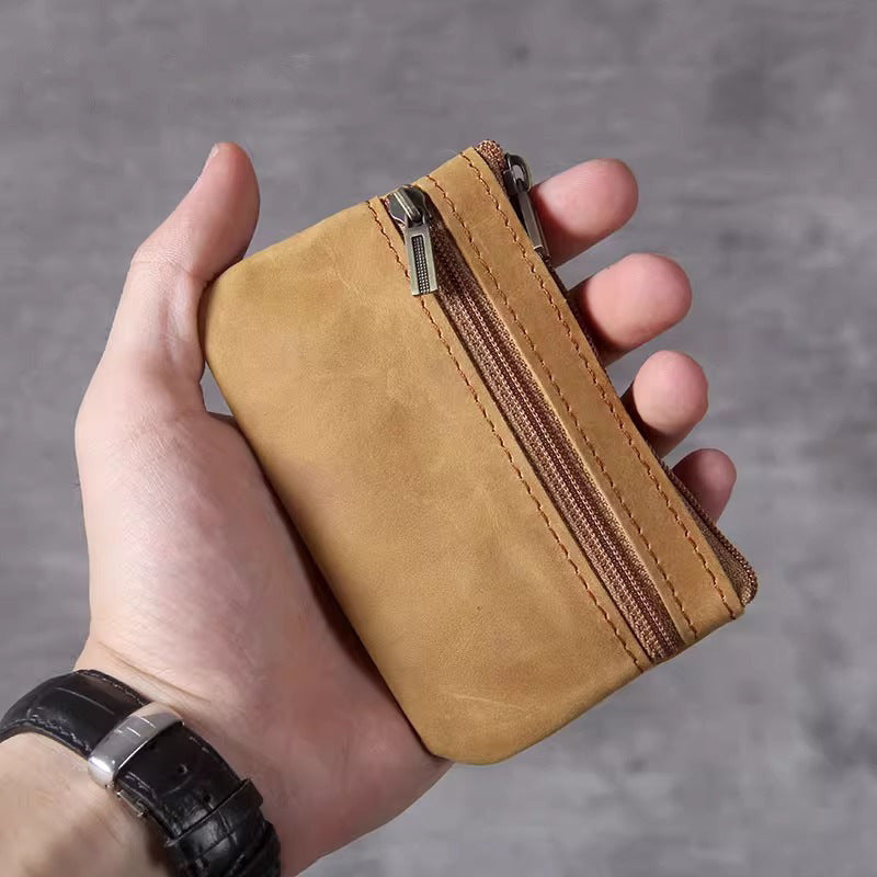 Compact Leather Zippered Coin Pouch Stornfield
