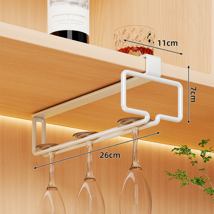 Under-Shelf Stainless Steel Double-Row Wine Glass Holder Rack