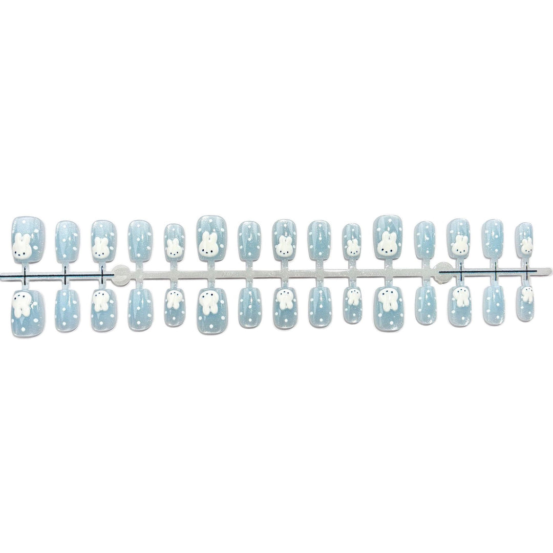 Decorative Press-On Nail Art Set with Whimsical Bunny Design