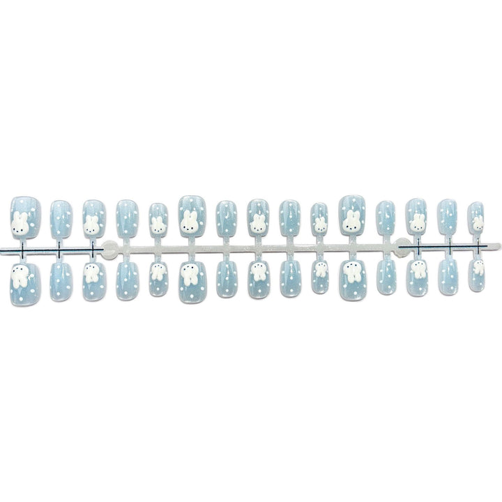 Decorative Press-On Nail Art Set with Whimsical Bunny Design