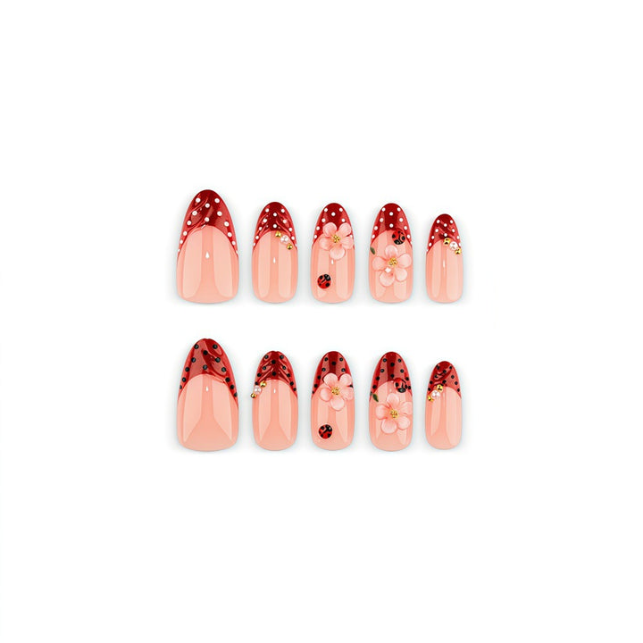 Artificial nails with floral design and 3D accents Stornfield