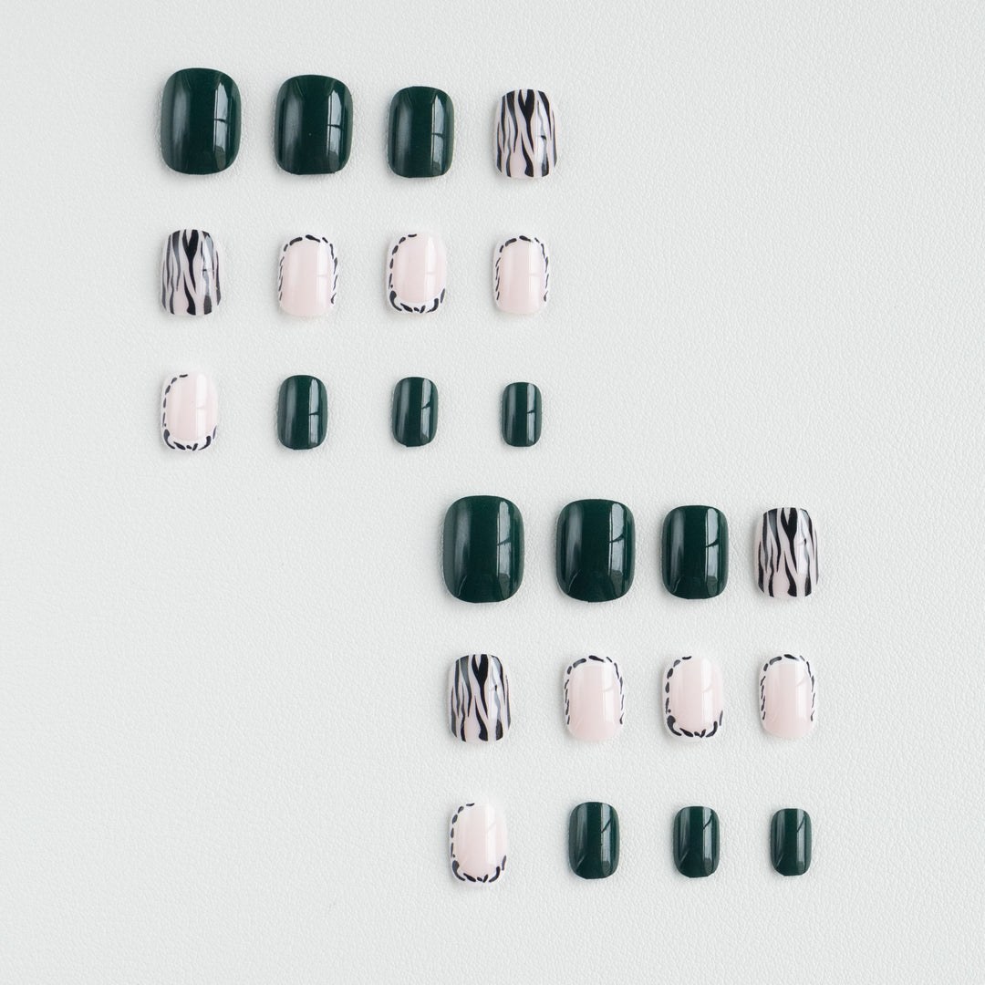 Artistic Nail Art Set with Geometric Patterns