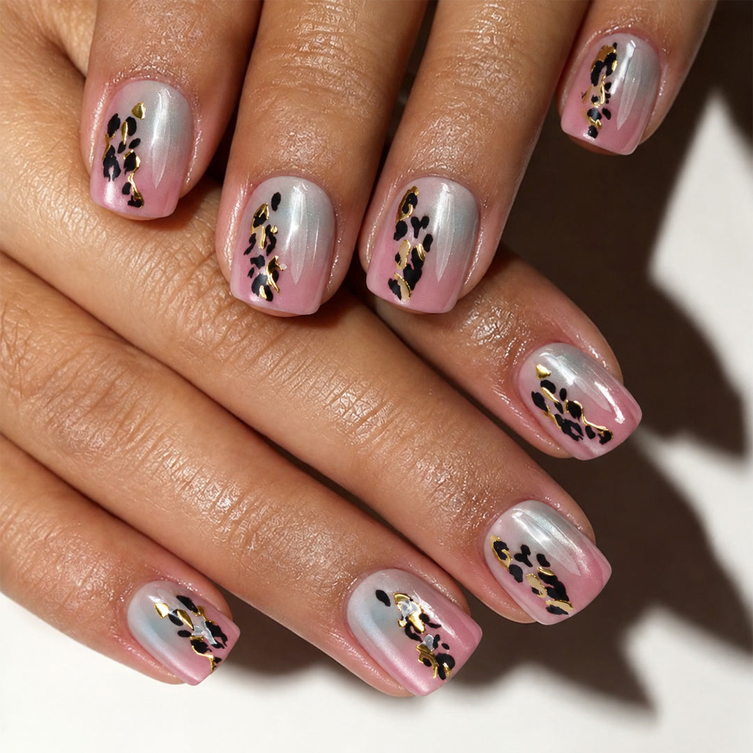Artistic Press-On Nail Set with Floral Accents Stornfield