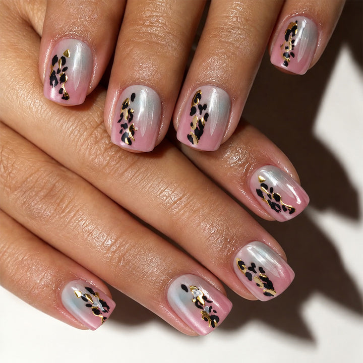 Artistic Press-On Nail Set with Floral Accents Stornfield
