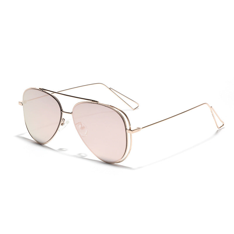 Women's retro aviator sunglasses with silver metal frame and mirrored lenses Stornfield