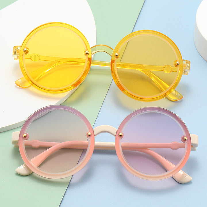 Women Round Sunglasses with Transparent Frame Stornfield