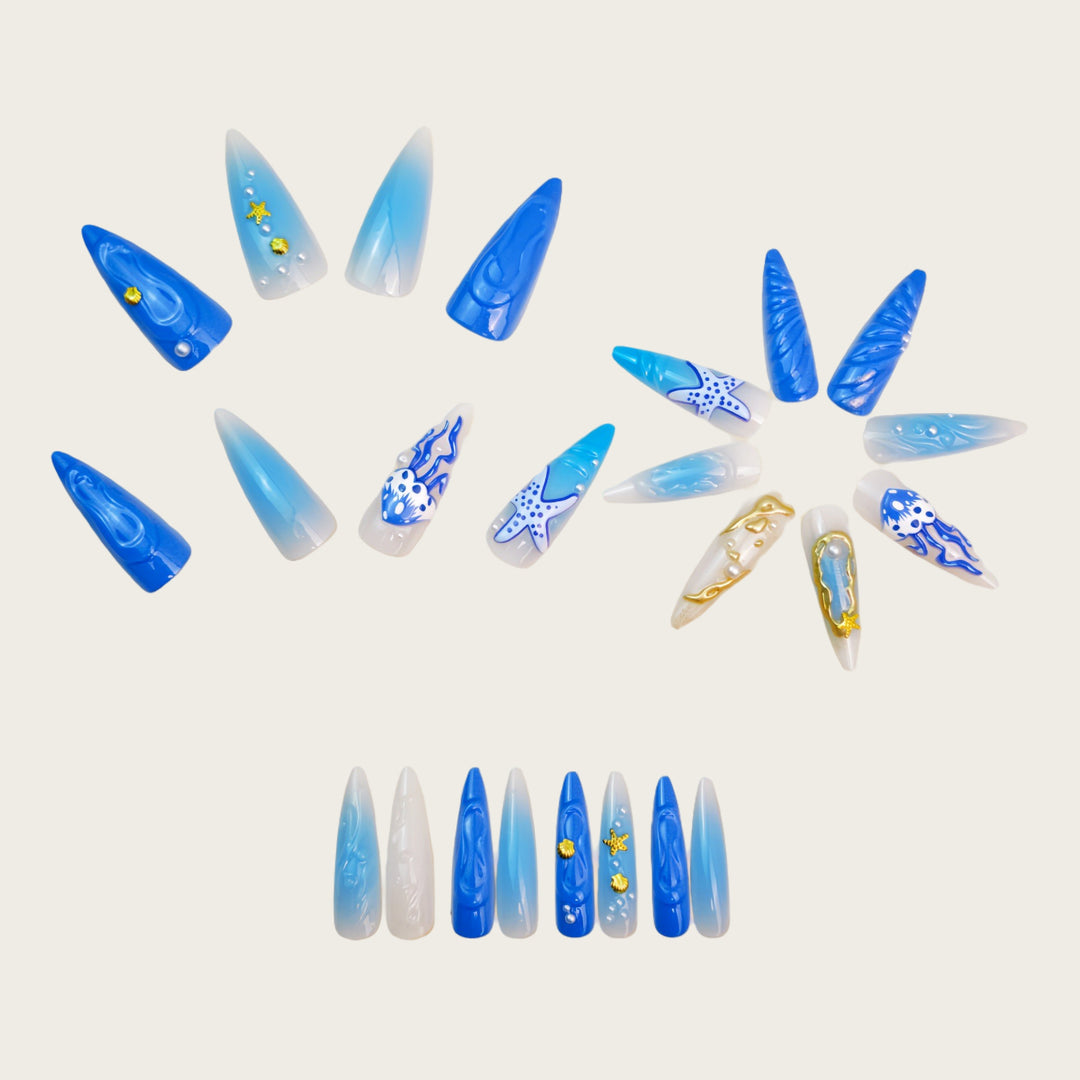 Exclusive artificial nails with maritime design Stornfield