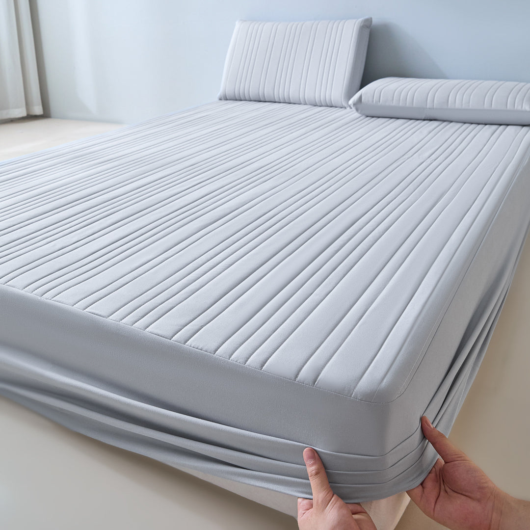 Quilted Cooling Memory Foam Mattress Topper with Fitted Skirt & Pillow Shams