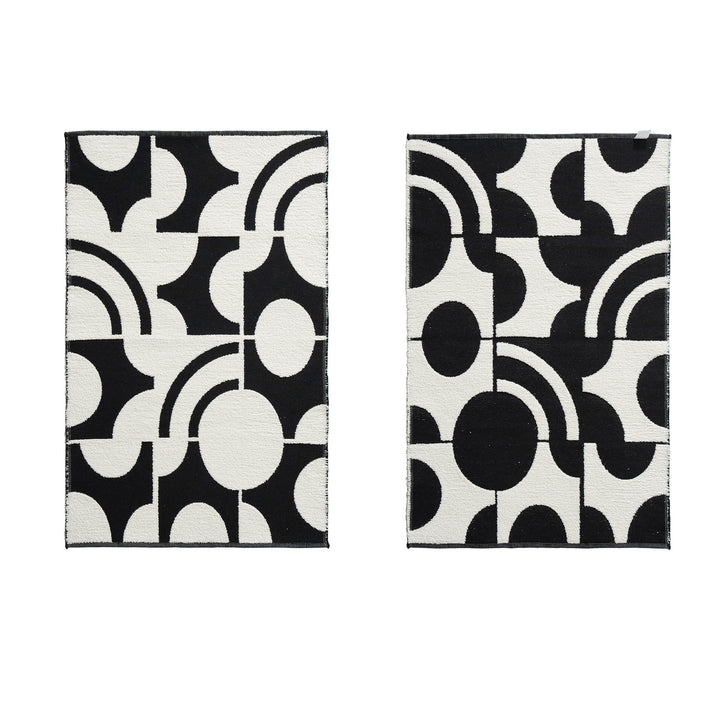 Modern runner rug with graphic checkerboard pattern and short pile structure Stornfield