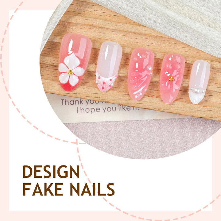 Artificial nail set with elegant floral accents Stornfield