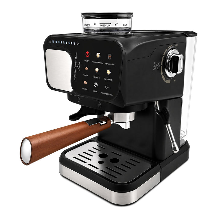 Espresso machine with integrated grinder and precise brew temperature control Stornfield